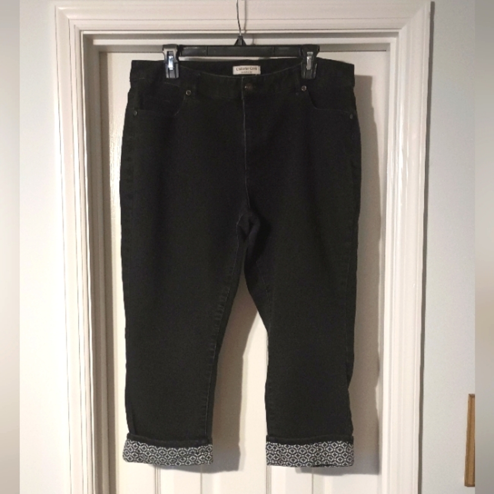 Coldwater Creek black Capri jeans fabric cuff